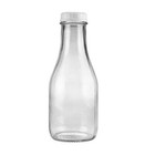 1 Qt Heavy Glass Reusable Milk Bottle  32 Oz Tall round Style  Includes 48 Mm Pl
