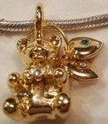 New Hearts Teddy Bear Gold Clear Charm No Bracelet Fits European Lot Pr3822-15