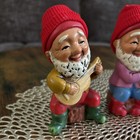 Vintage Figurines 3 Gnomes Playing Instruments Knitted Hats 5   