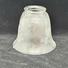 Pressed Clear Glass Starburst Stippled Lamp Shade Vintage 2 25    Fitter