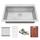 33x22 Drop In Workstation Single Bowl 16 Gauge Stainless Steel Kitchen Sink