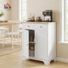 Sideboard Buffet Cabinet Solid Wood Countertop White   Modern Kitchen Storage