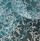 Blue Silver Floral Glitter Crystal Organza Fabric 60    Width Sold By The Yard