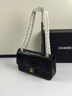Black Crocodile Embossed Cowhide Flap Bag Chain Strap Shoulder Crossbody Purse