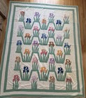 Vintage 30s Mountain Mist Iris Quilt 79 5    X 96    Hand Sewn Stiched