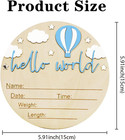 Baby Announcement Sign  5 9 Inch Wooden Hello World Newborn Signs  Birth Announc