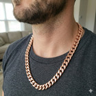 Pure Solid Copper Cuban Curb Chain Link 158gr Heavy 11mm 24  Chunky Necklace