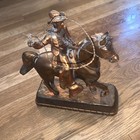 Vintage Gladys Brown Edwards Copper Tone Western Cowboy Roping Horse Figurine