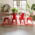 18 Inch Seat Height Industrial Metal Dining Chairs  Stackable Kitchen Or Bar Sea