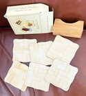 Vintage New Bamboo Coasters Carpet Rug Schools Azerbaijan Souvenir Wood Boxed