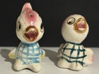 Vintage Anthropomorphic Bird Salt Pepper Shakers-plaid Ceramic
