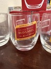 3 Johnnie Walker Red Label Whiskey Glass Embossed Base Logo