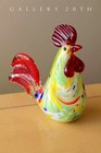 Wow  Italian Mcm Murano Rooster Sculpture  Red Vtg Hen Glass 60s 50s Mid Century