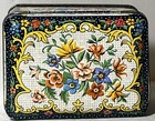 Vintage Daher Mini Tin Box Floral Hinged Lid Made In England 4 X 3   
