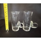 Vintage Clear Glass Coffee Mugs Set Of 2 Tall Round Loop Handle Latte Cups
