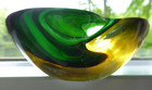 Vtg Seguso Murano Italy Mid Century Modern Sommerso Geode Art Glass Bowl C1969