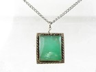 Vintage Sterling Silver 925 Green Curb Link Ladies Necklace 9 3g 19 l