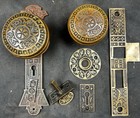 Sargent Arcadian Entrance Set Door Knobs  Plates  Lock 1880   s Eastlake Victorian