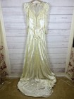 Vintage 1970s Ilgwu Union Made Wedding Dress Lace Size 8 Satin
