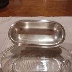 Vintage Bubble Glass Butter Dish  Silverplate Lid By International Silver Co