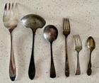 Lot Of 6 Antique Silver Plated Lot Serving Spoons Forks Oneida Community Vtg