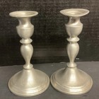Vintage 6 5    Web Pewter Weighted Taper Candle Candlestick Holders Pair set 2