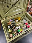 Vintage Max Klein Green Sewing Box Organizer W  Sewing Notions Large 15   