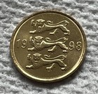 1998 Estonia 10 Senti Coin Europe 3 Lions Cats Animal Wildlife