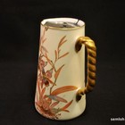 Pointons Syrup Pitcher Jug Swing Lid Orchids 1883-1891 W raised Gold Rope Handle