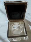 Antique 1920s Clear Glass Inkwell Black Glass Brass Lid Art Deco Vintage Rare