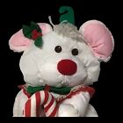 Vintage Fisher Price 1987 Puffalump White Mouse Plush Candy Cane Christmas 8036