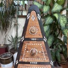 Vintage Solid Wood Pyramid Trinket Jewlery Chest Drawers Inlaid Mother Of Pearl