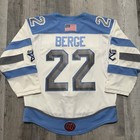 Vtg Lincoln Stars Mick Berge  22 White bkue Ushl Star City Game Worn Jersey L