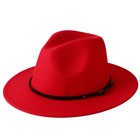 Men Women Wool Fedora Hat Felt Panama Cap Jazz Wide Brim Belt Church Cowboy