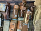 Vintage Junk Drawer Lot Military Knives Ww2 Usmc Caps Collectibles Militaria