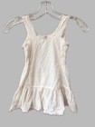 Vintage 1960s Girls Magic Fit Ivory Cotton Tiered Embroidered Slip Dress Sz 4