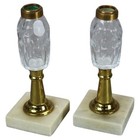 Pair Of Antique Brass  Cut Glass   Marble Kerosene Lamps C1880