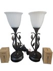 Table Lamp Set Dimmable W usb Ports Nightstand Touch Control Bronze Leaf Nob