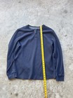 Vintage Made In Usa 1990s Navy Sun Faded Waffle Knit Henley Long Sleeve   Size L