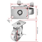 4 All Steel Swivel Plate Caster Wheels With Brake Lock Heavy Duty Gray 4 