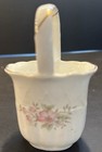 Vintage Lefton China Miniature  Handled Floral Basket  05981 1987 4 5   