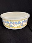 Vtg M Kamenstein Enamel Kitchen Nesting Bowls W lids Set Of 3 Country Geese