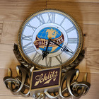 Vintage World Globe Schlitz Beer Lighted Clock Sign Wall Mount 1970s Works