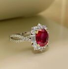 4 60 Ct Oval Natural Ruby Diamond Engagement Ring 14k Solid White Gold Size 8
