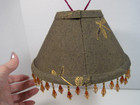 Dragonfly Clip On Beaded Embroidered Brown Fabric Lamp Shade 4  X 7 3 4  New