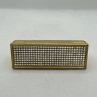 Vtg Gold Tone Lipstick Case Holder With Clear Rhinestones   Black Velvet Lining