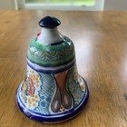 Talavera Mexican Pottery Bell Hand Painted Floral Signed Pueblo Mexico