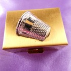 Vintage Mini Travel Sewing Kit Trinket Box Silver Thimble Miniature