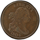 1804 1 2c Spiked Chin Draped Bust Half Cent Pcgs Vf30bn