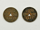 2 Pittsburgh Railways Co  1922 Token Coin One Fare Railway